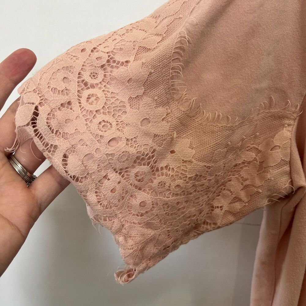 Simply Styled By Sears BOHO Pink Lace Pattern Romantic Feminine Blouse Size XL - Picture 5 of 9